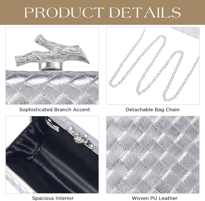 CHUNLI Clutch Purses for Women Evening/Wedding Chic Woven Bag Formal PU Leather Purse Designer Handbags for Women - Image 3